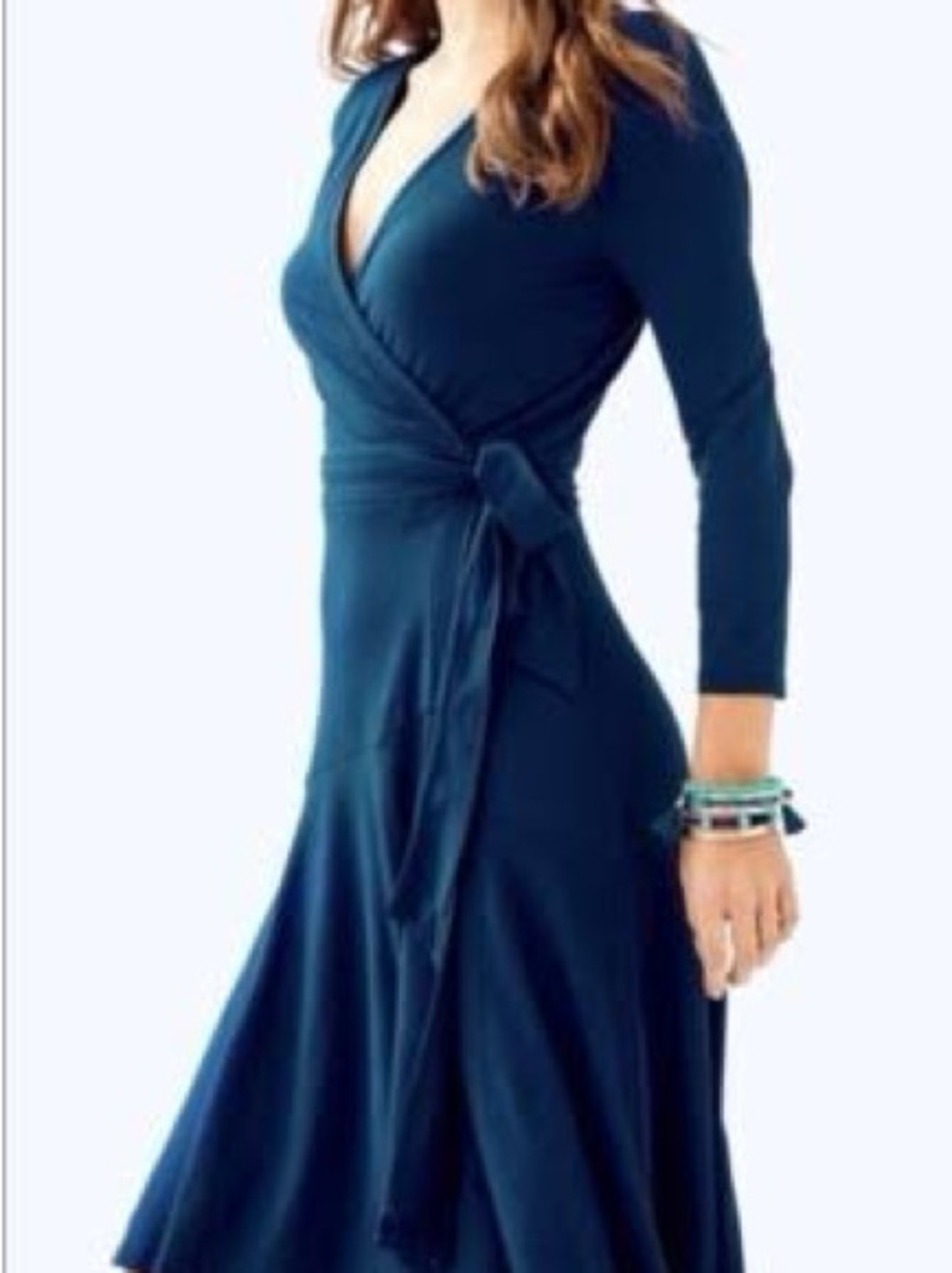 Lilly Pulitzer Rozaline Navy Wrap Midi Dress with Tie Waist